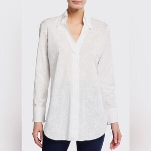 Chiara Boni La Petite Robe Atena Long-Sleeve Top Ivory Floral Size Medium